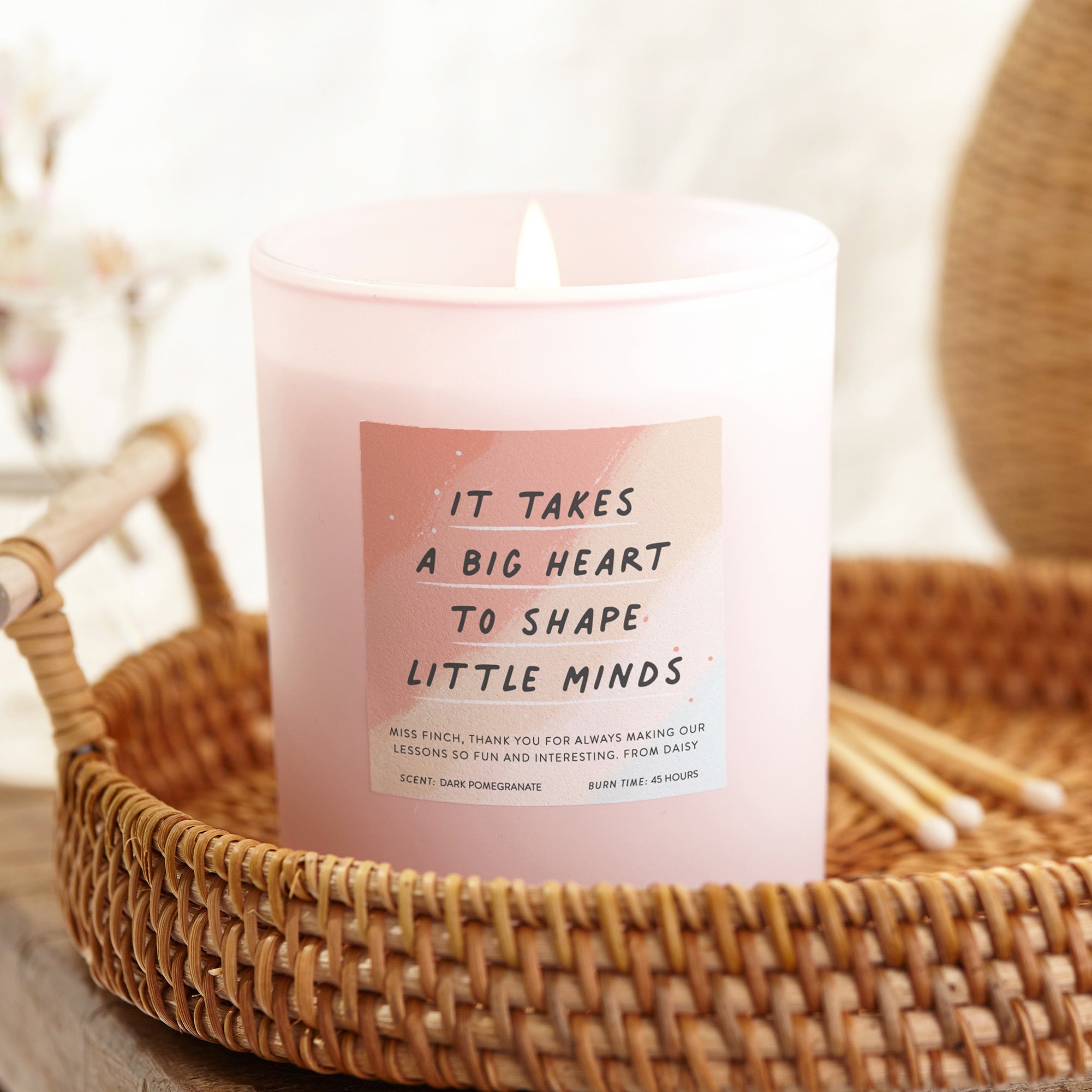 Thank You Teacher Gift Candle Big Heart Little Minds Design in Luxury Gift Box Ready to Gift
