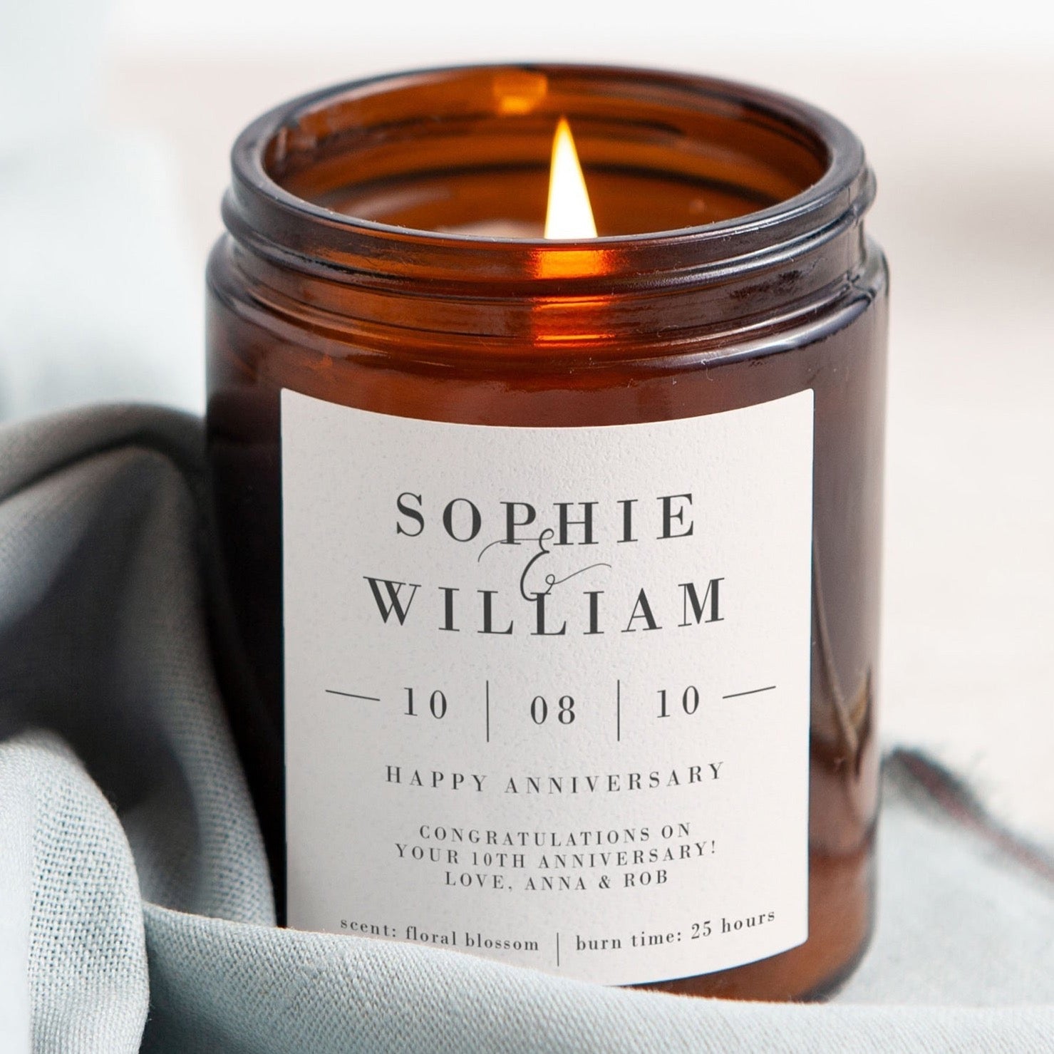 Wedding Anniversary Gift Jar Candle – Personalised Scented Soy Wax in Luxury Box