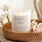 Birthday Gift Wonderful Mum Script Candle - Scented, Personalised, Luxury Gift Box Ready