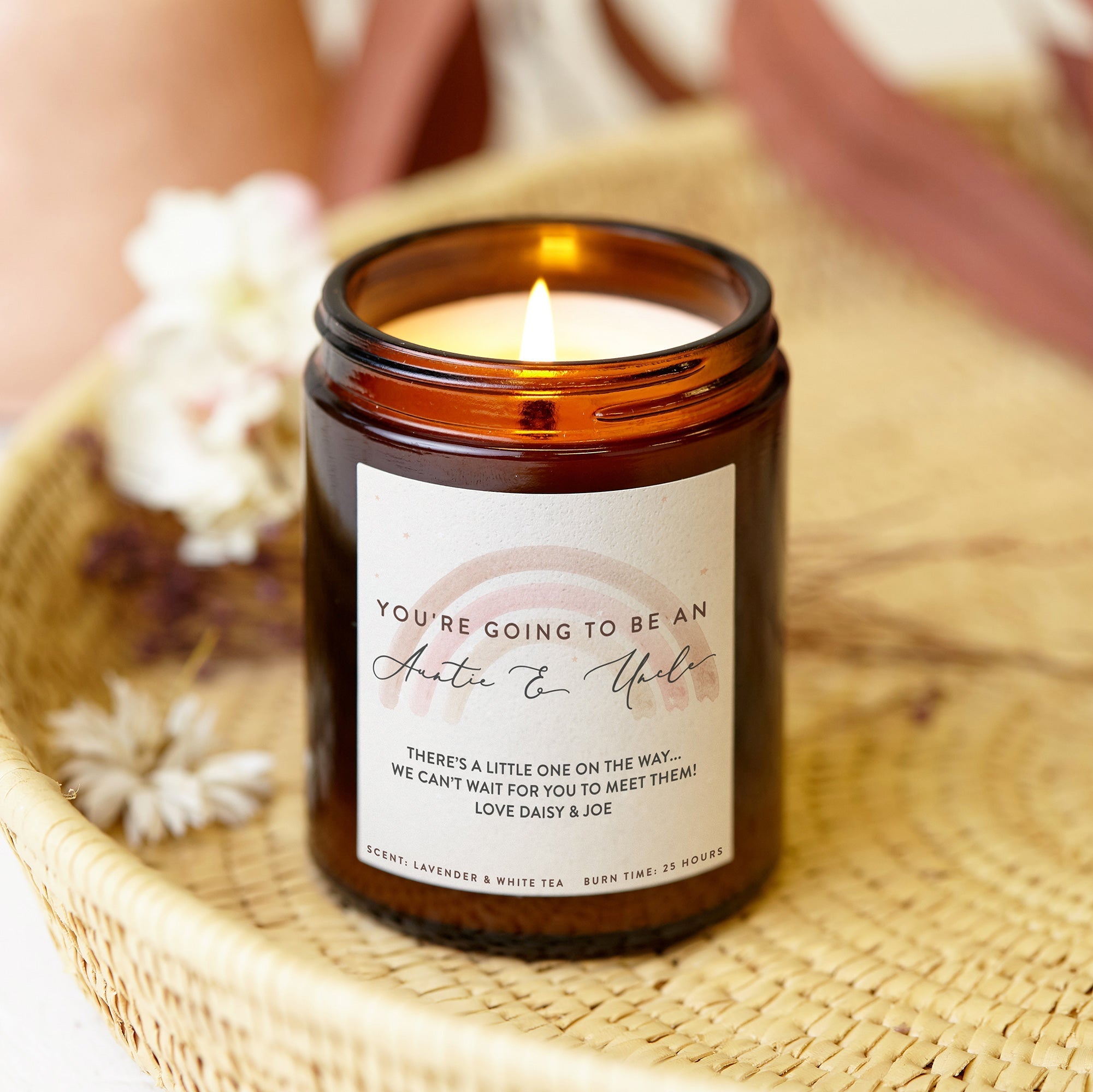 Pregnancy Announcement Gift for Auntie and Uncle - Luxury Scented Candle Ready to Gift