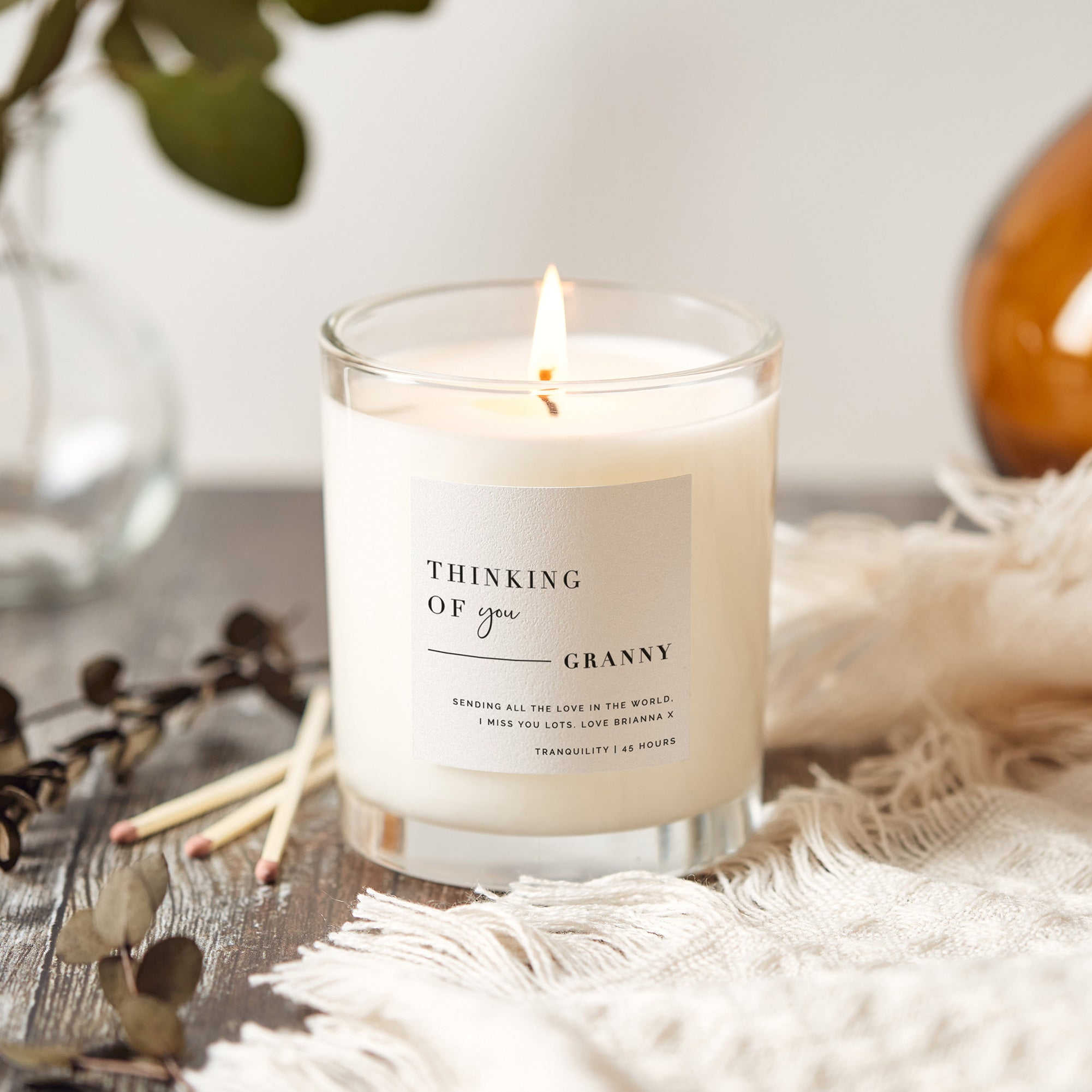 Thank You Birthday Gift Thinking Of You Luxury Soy Wax Candle in Gift Ready Packaging