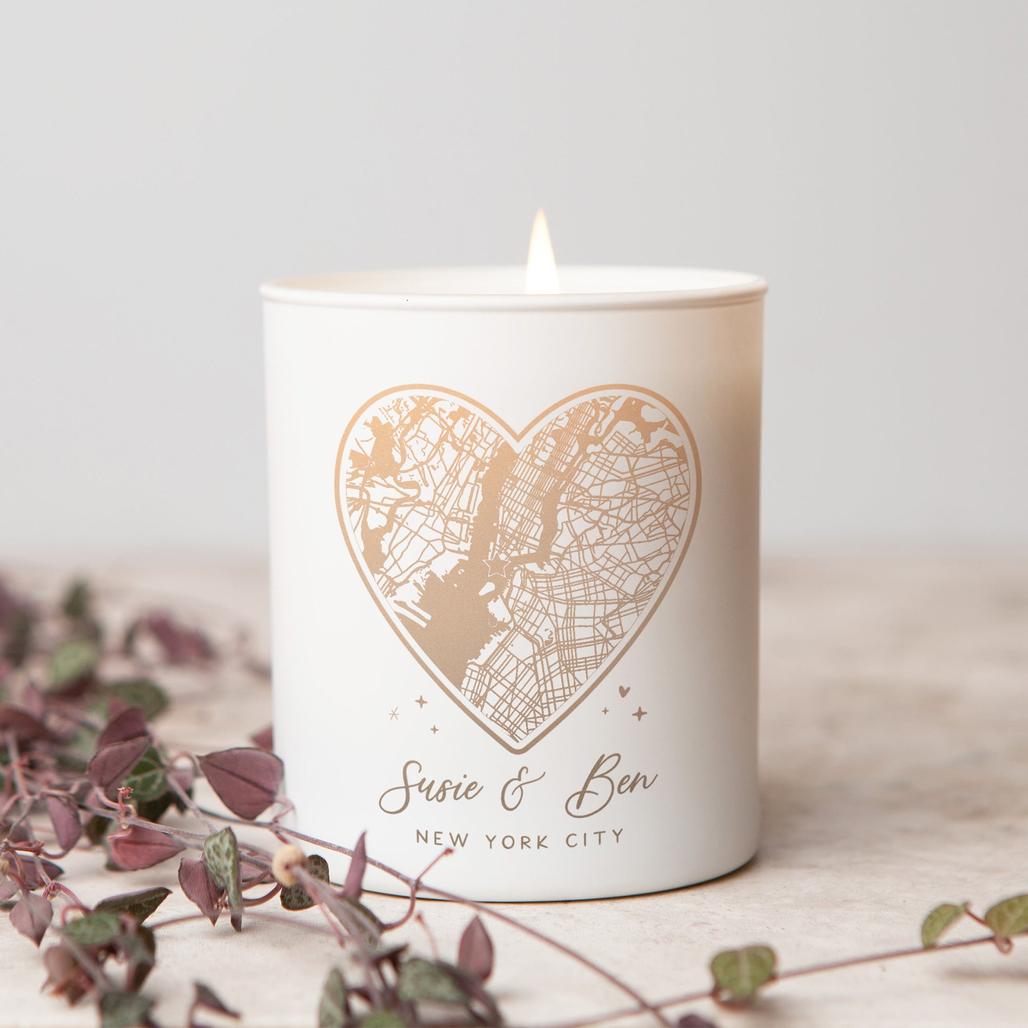 Wedding, Engagement, Birthday Gift Any Place Heart Map Candle with Luxury Gift Box