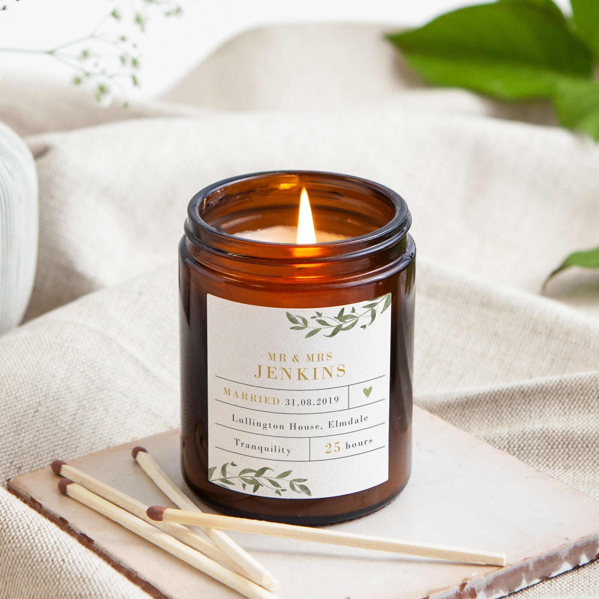 Wedding Gift Botanical Soy Wax Candle in Luxury Gift Box – Perfect Engagement or Thank You Gift