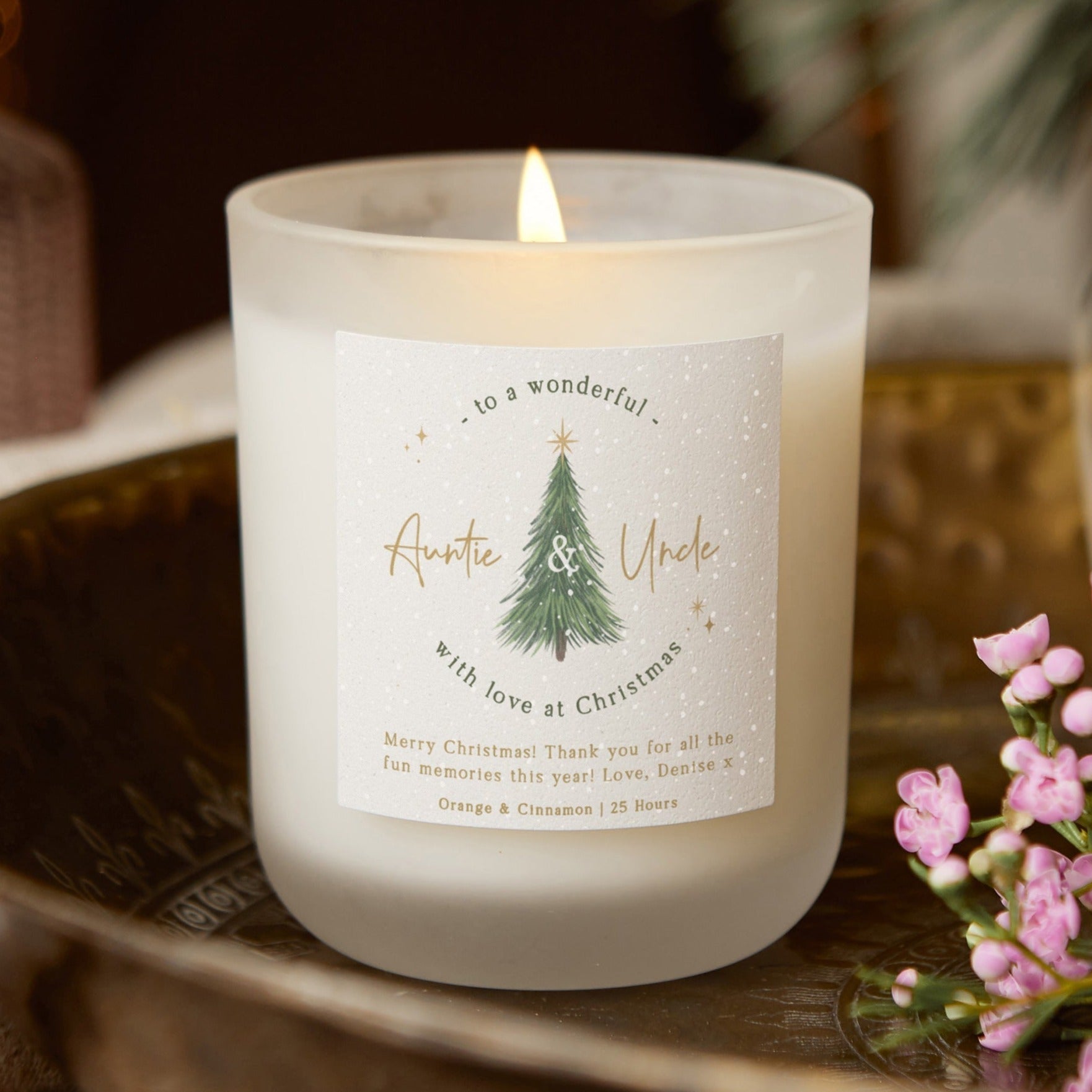 Christmas Gift Wonderful Auntie and Uncle Tree Candle in Luxury Gift-Ready Packaging