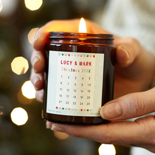 Advent Calendar Candle Personalised Colourful Jar