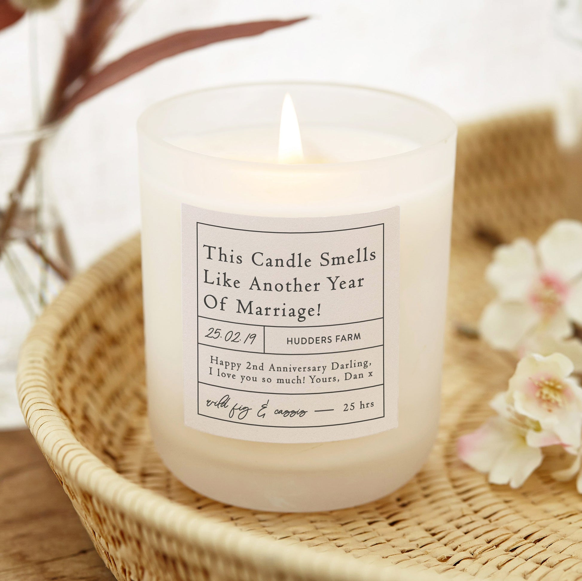 Anniversary Gift Wedding Personalised Candle - Kindred Fires