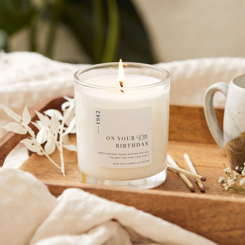Any Age Birthday Gift Minimalist Luxury Scented Candle - Kindred Fires