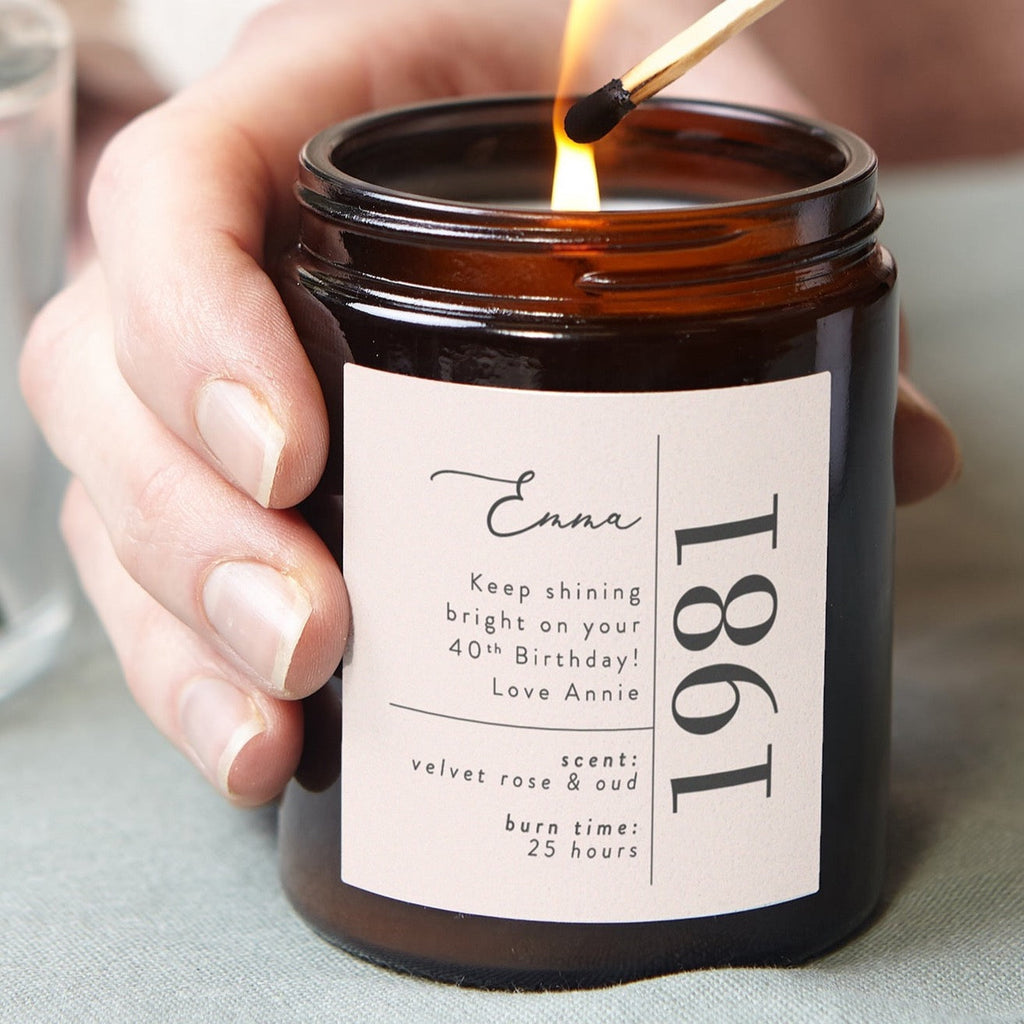 Any Age Personalised Birthday Gift Candle - Kindred Fires