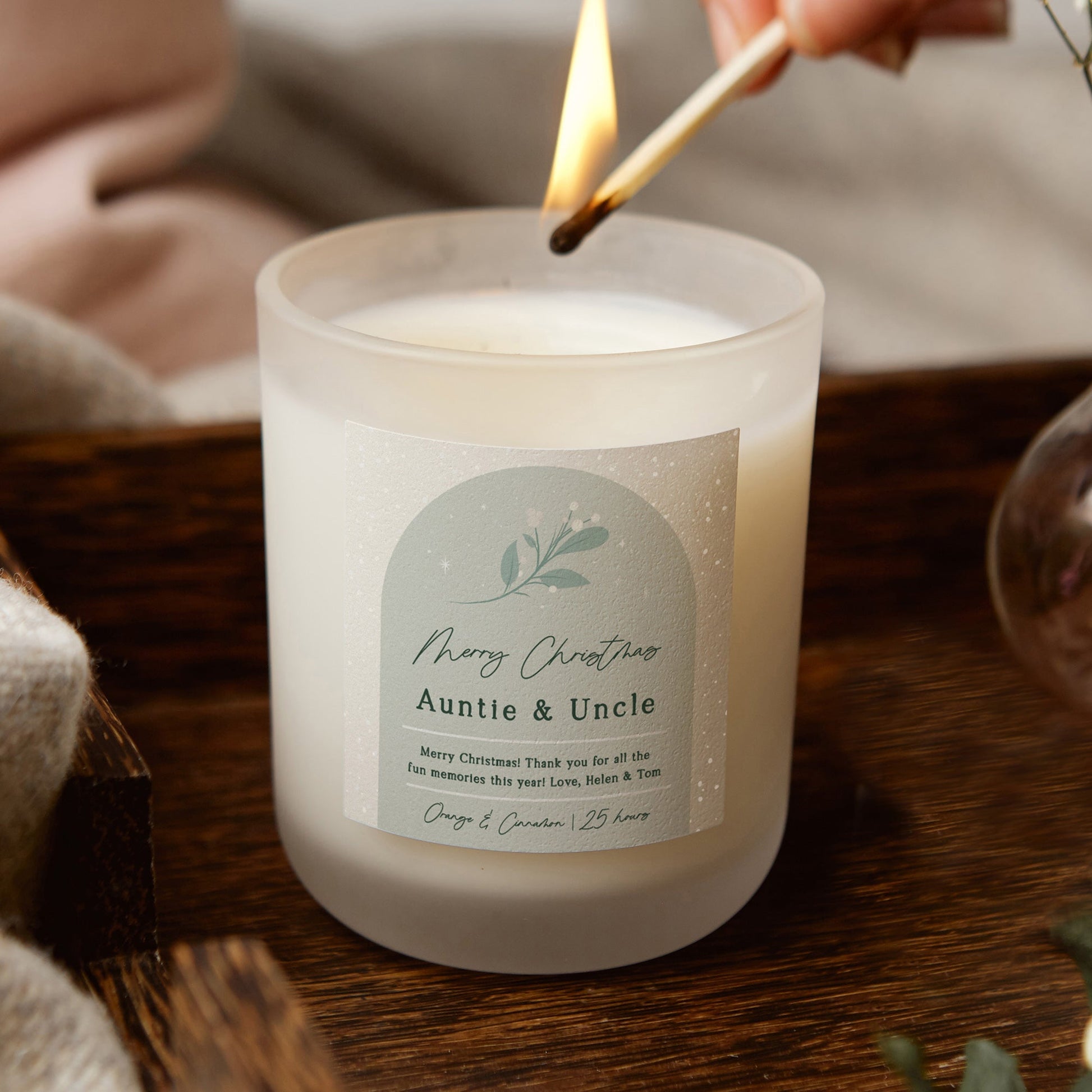 Auntie and Uncle Gift Christmas Candle Botanical - Kindred Fires