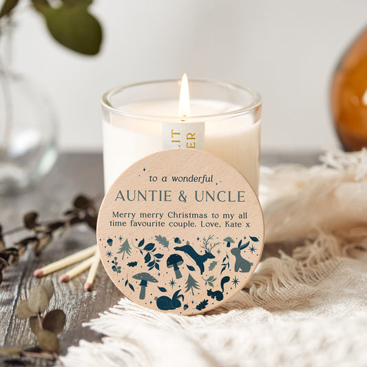 Auntie and Uncle Gift Woodland Christmas Scented Christmas Candle