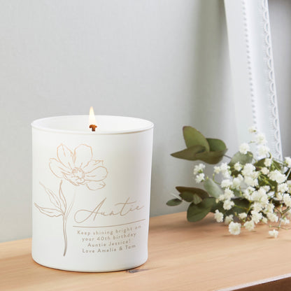 Auntie Birthday Gift Floral Candle - Kindred Fires