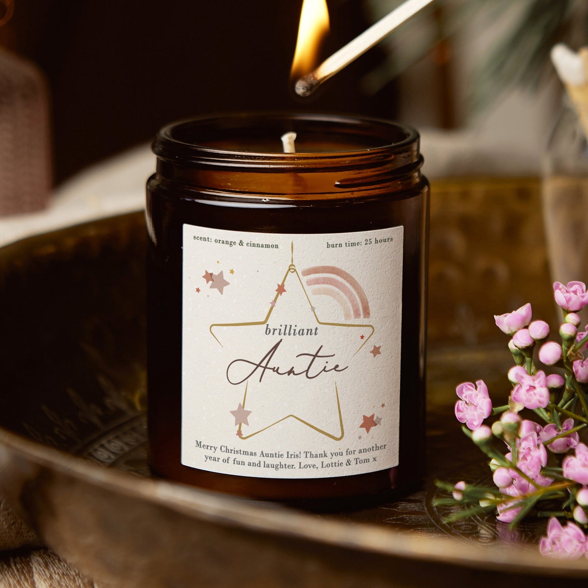 Auntie Christmas Gift Star Candle - Kindred Fires