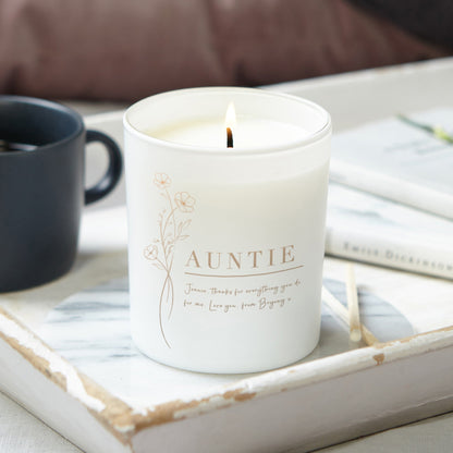 Auntie Christmas Gift Glow Through Floral Candle - Kindred Fires