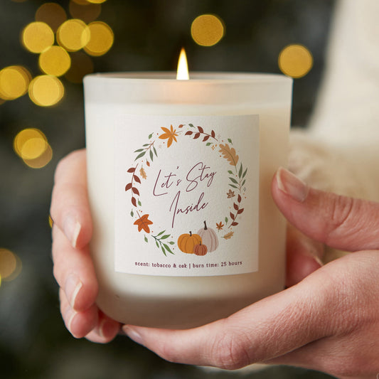 Autumn Decoration Candle Let's Stay Inside Wreath - Kindred Fires