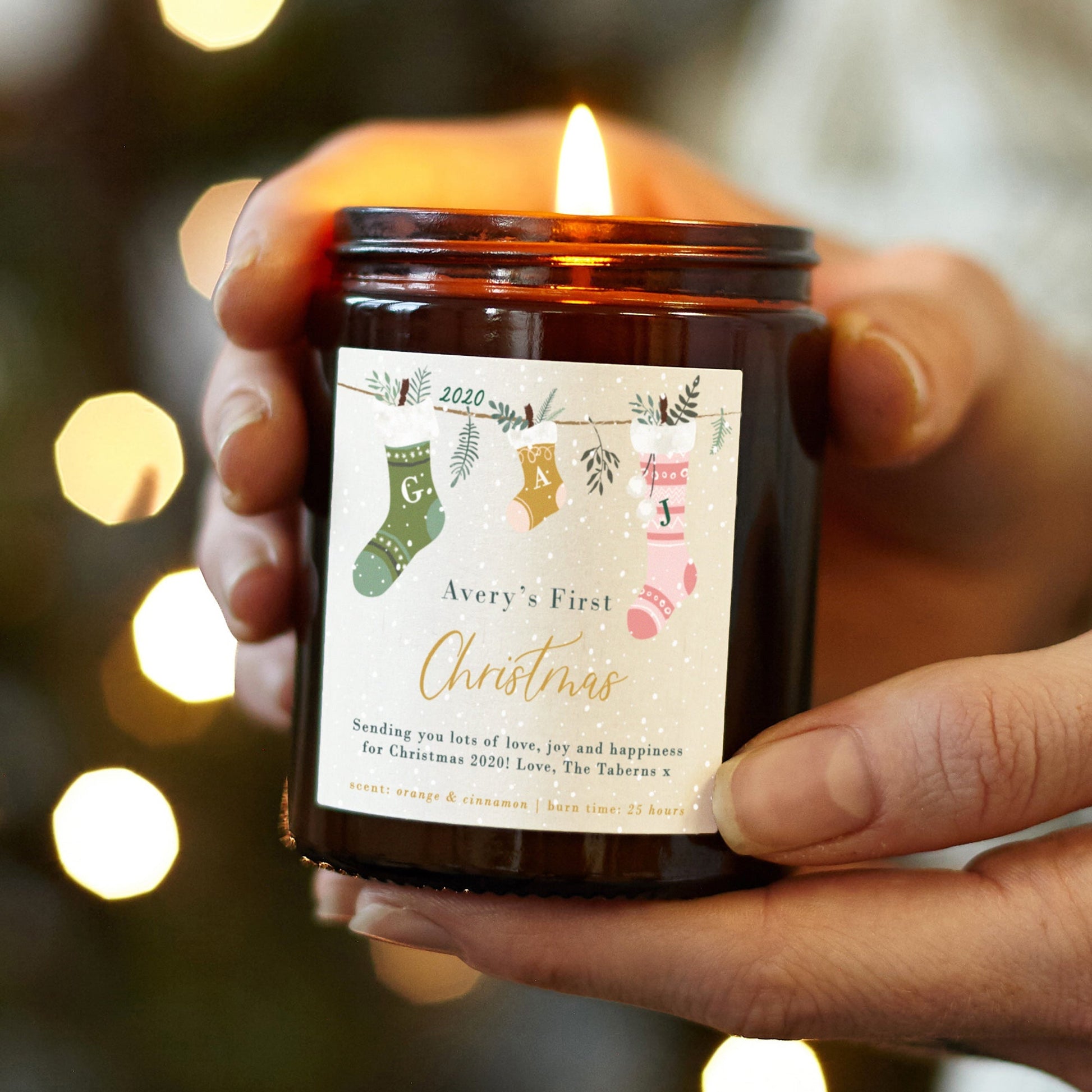 Baby's First Christmas Gift Personalised Candle - Kindred Fires