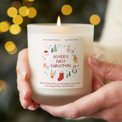 Baby's First Christmas Personalised Candle - Kindred Fires