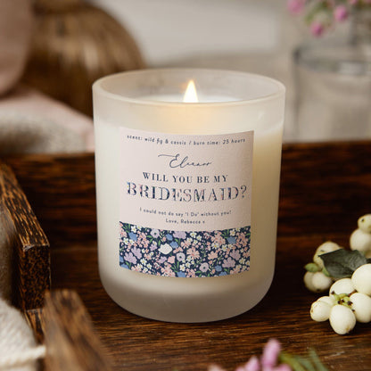 Be My Bridesmaid Floral Personalised Candle - Kindred Fires