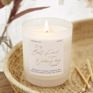 Best Friend Wedding Gift Gift Blush Gold Script Candle - Kindred Fires