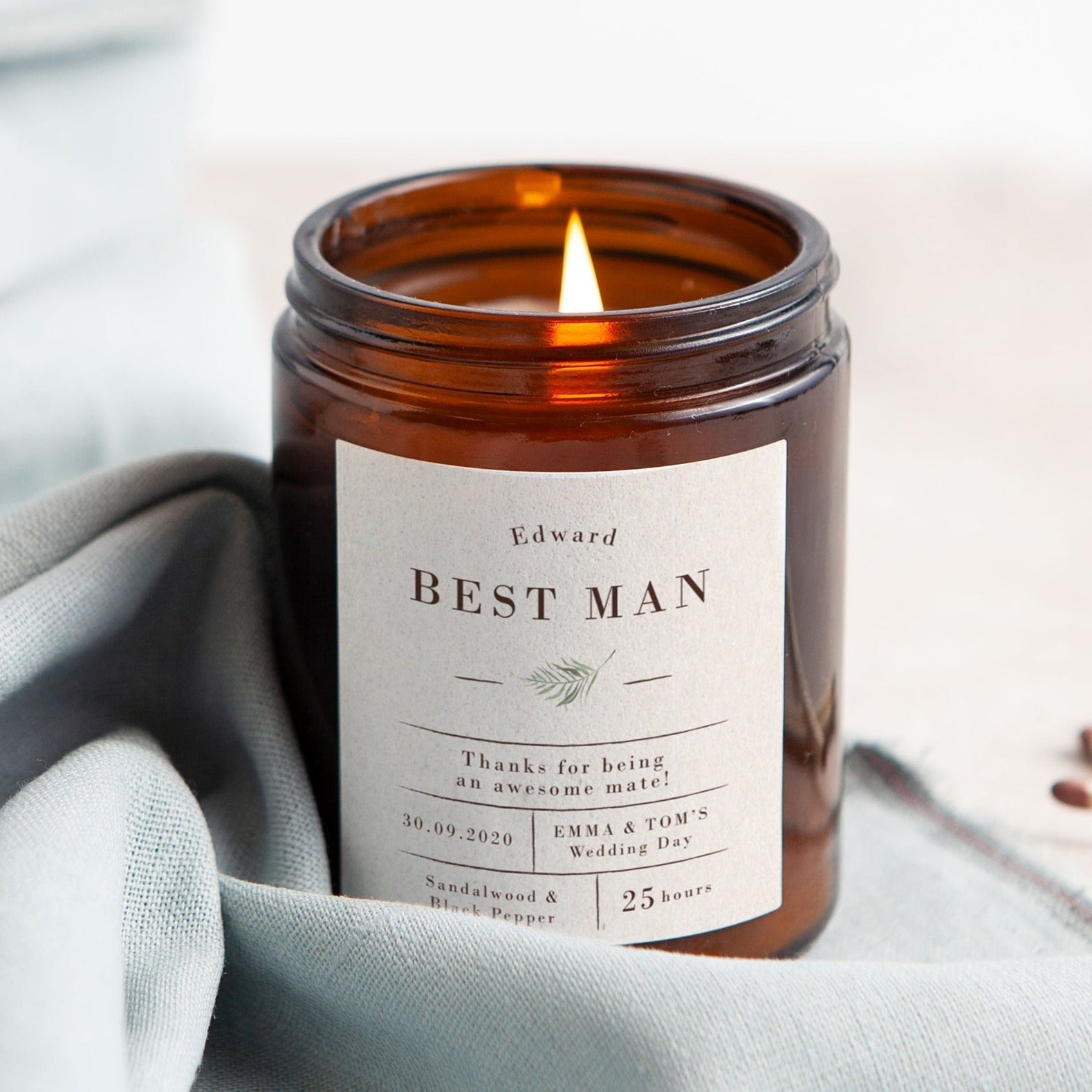 Best Man Usher Groomsman Candle Gift - Kindred Fires