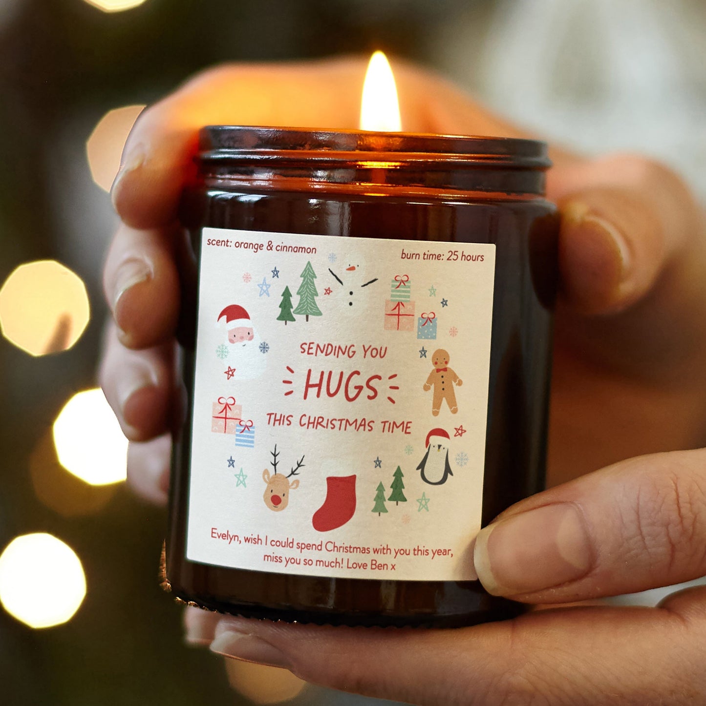 Big Hug Christmas Gift Candle Personalised - Kindred Fires