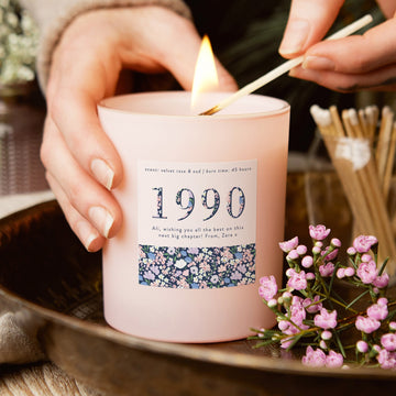 Birth Year Floral Birthday Gift Candle Pink - Kindred Fires