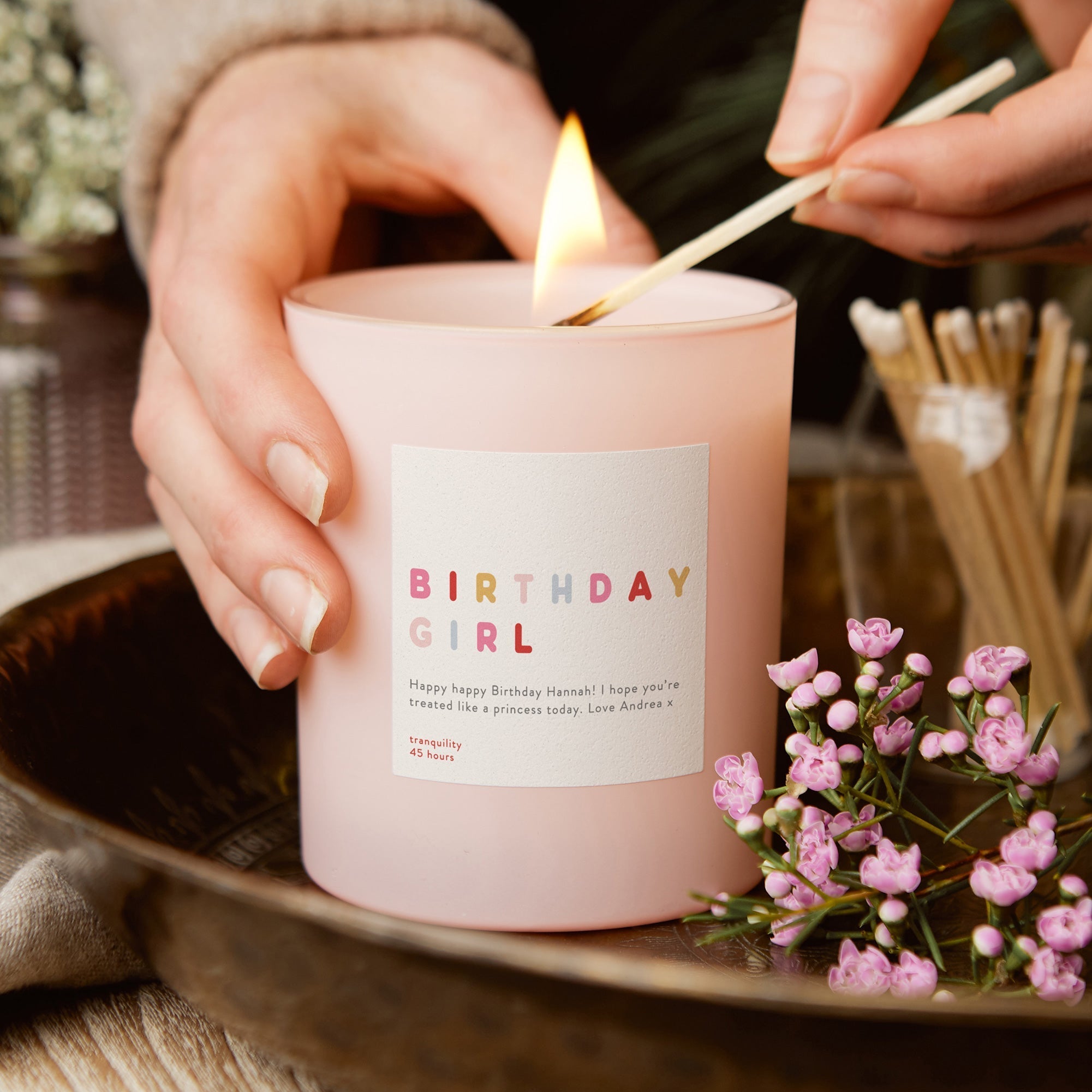 Birthday Gift for Her Birthday Girl Pink Candle Kindred Fires