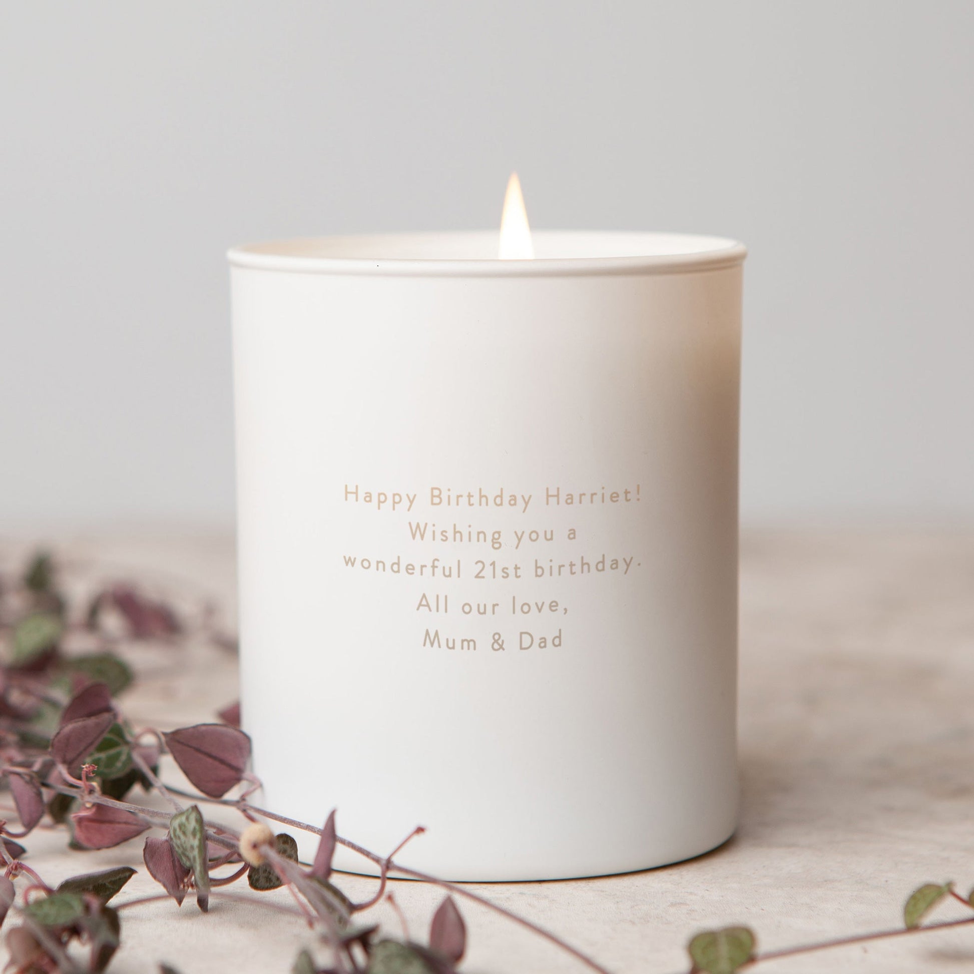 Birthday Gift for Her Initial Candle with Personalised Message - Kindred Fires