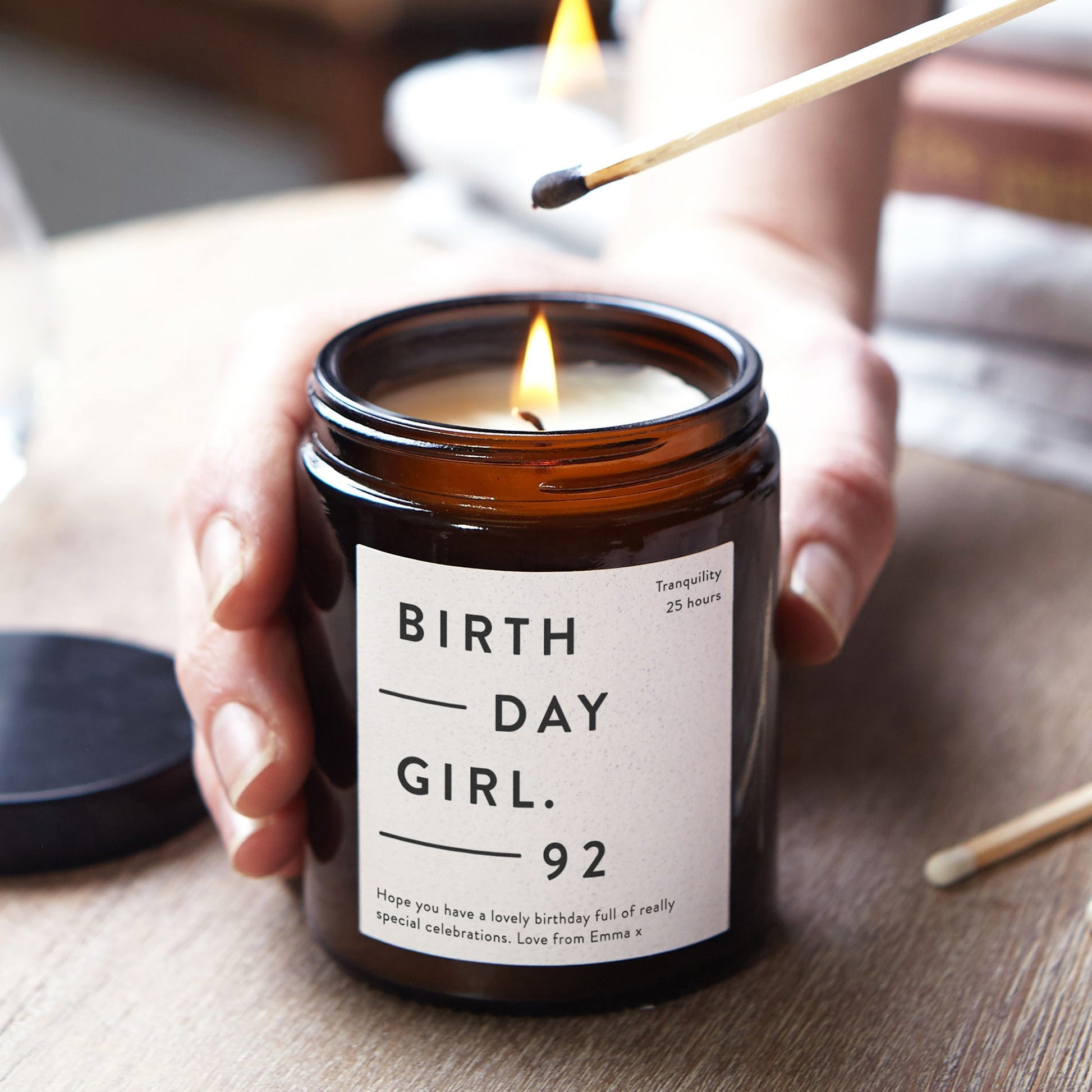 Birthday Gift for Her Modern Personalised Candle - Kindred Fires