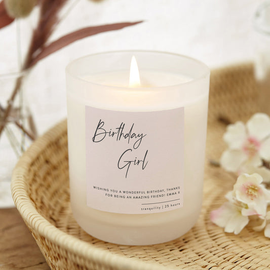 Birthday Gift for Her Muted Script Candle - Kindred Fires
