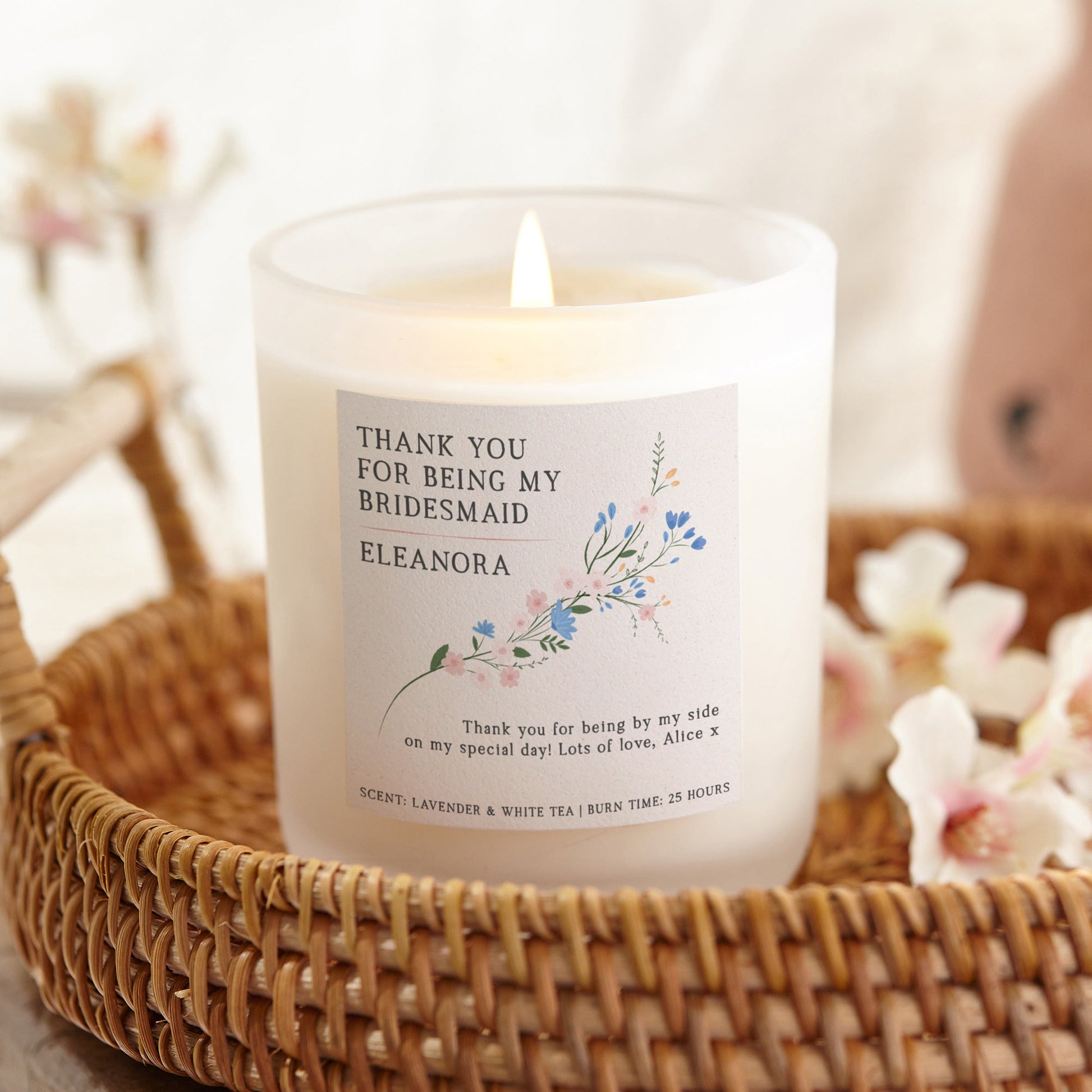 Bridesmaid Gift Floral Candle - Kindred Fires