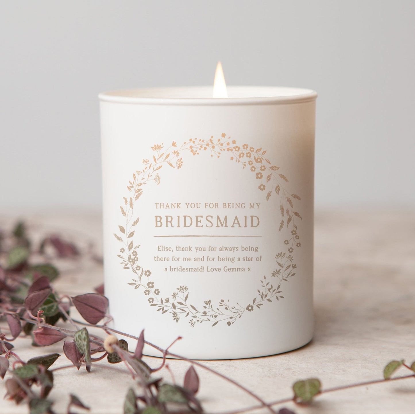Bridesmaid Gift Scented White Candle - Kindred Fires