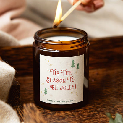 Christmas Decoration Candle Season to be Jolly - Kindred Fires