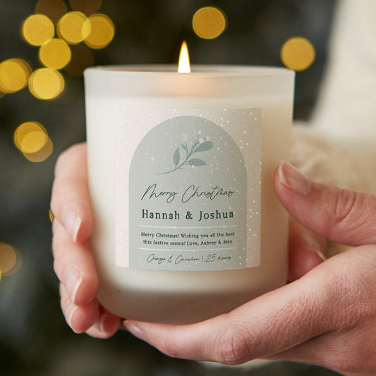 Christmas Gift for Couple Botanical Frosted Candle - Kindred Fires