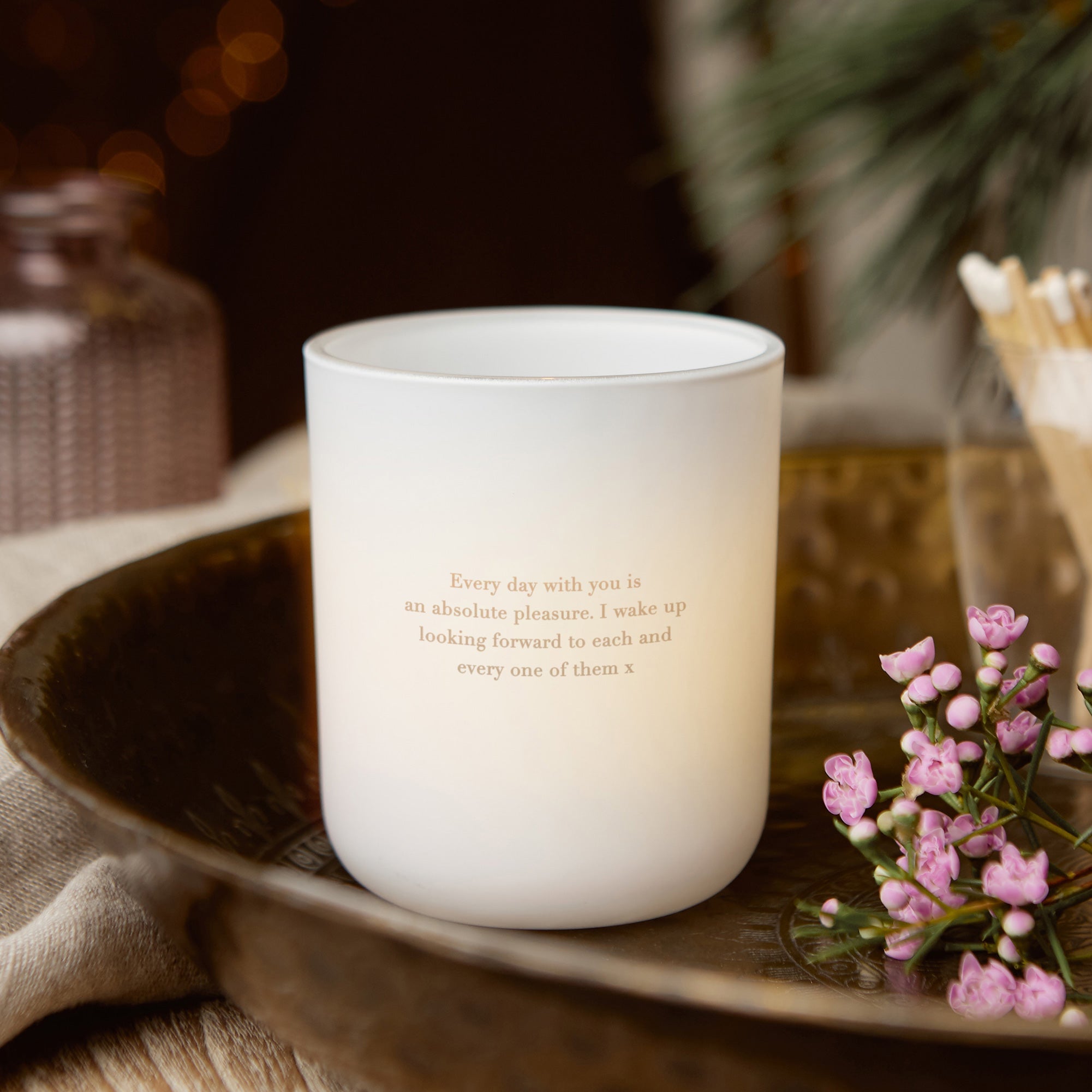 Christmas Gift for, Her, Girlfriend or Wife Simple Initials Tealight Holder with Candles - Kindred Fires