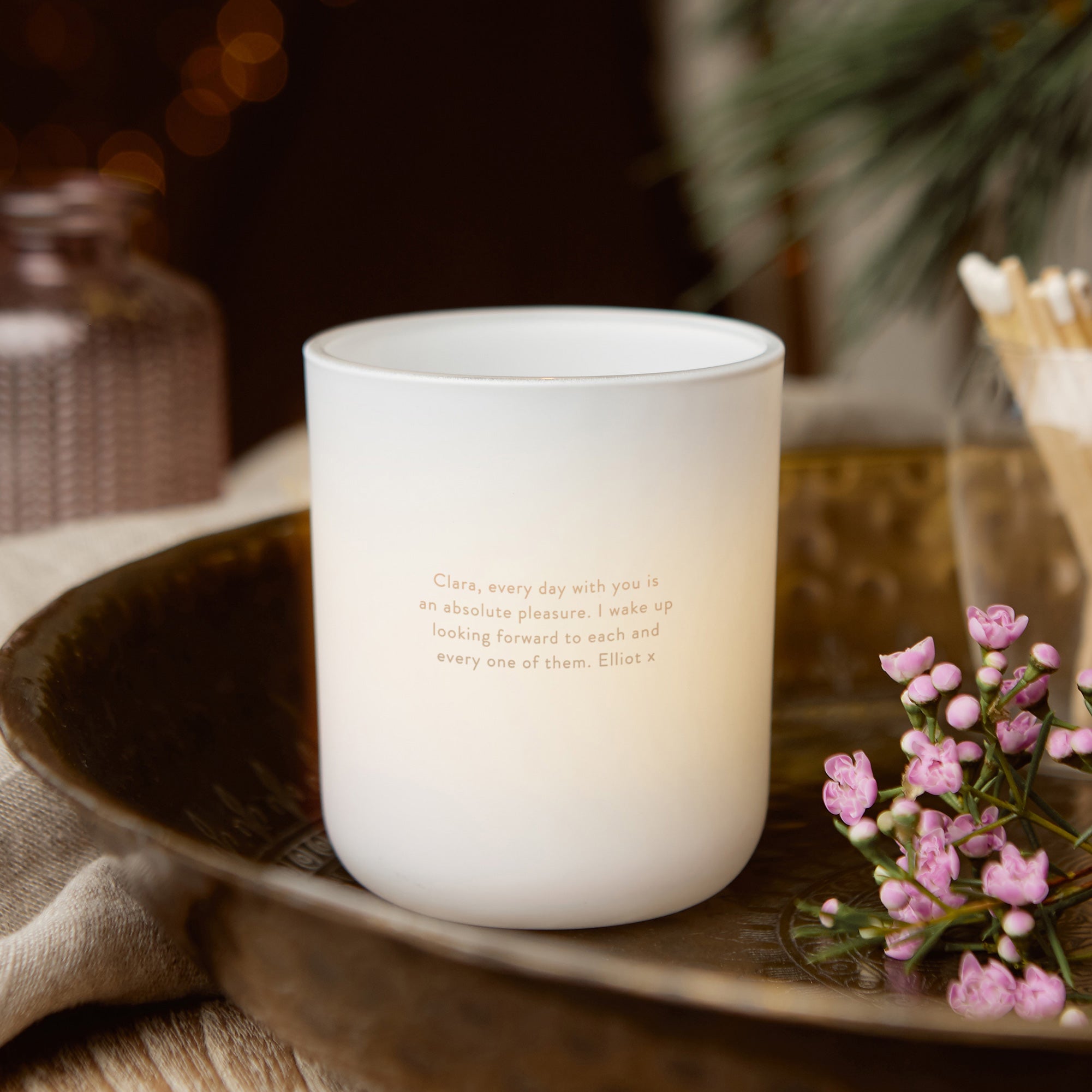 Christmas Gift for Her Girlfriend Wife Stars & Moon Tealight Holder with Candles - Kindred Fires