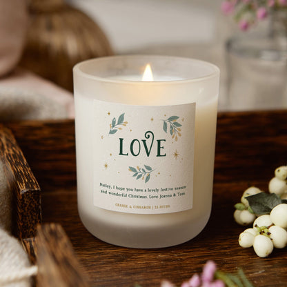 Christmas Gift Love Candle Personalised - Kindred Fires