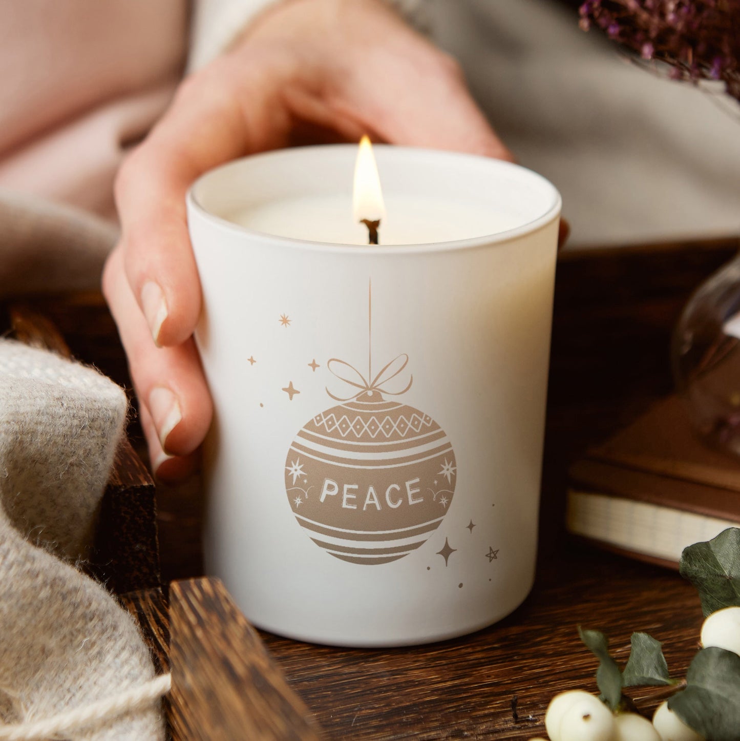 Christmas Gift Personalised Scented Peace Soy Candle - Kindred Fires