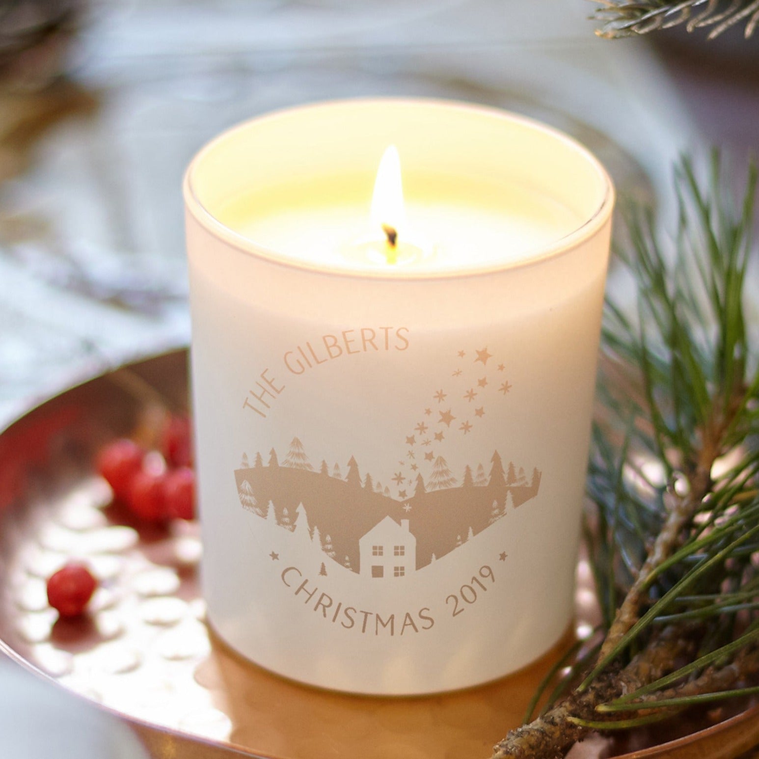Christmas Personalised Candle Winter Gift - Kindred Fires