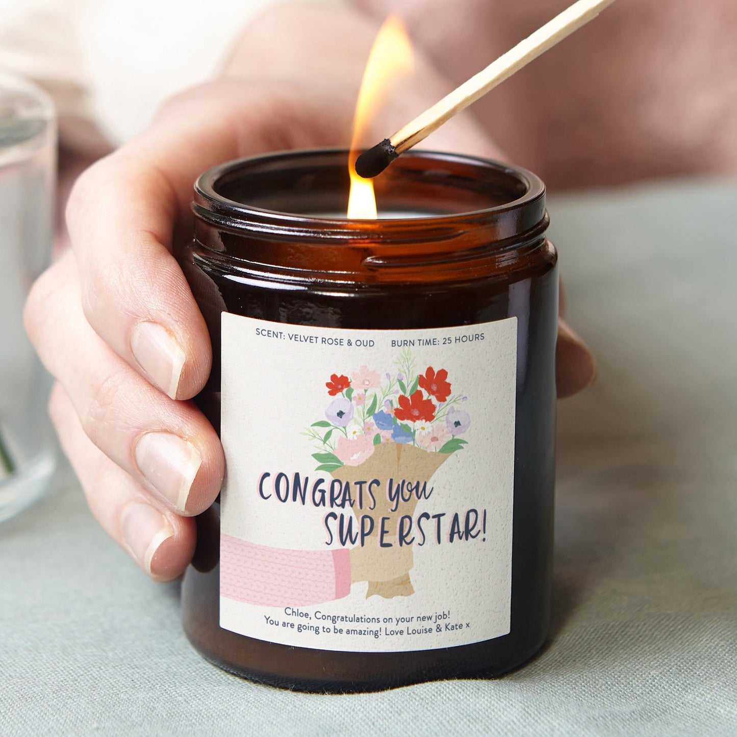 Congratulations Gift Floral Candle - Kindred Fires