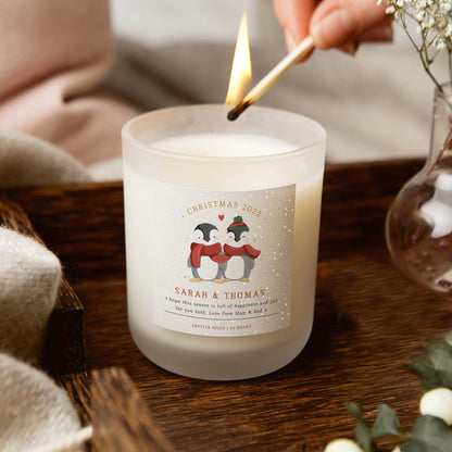 Couple's Christmas Gift Penguin Candle
