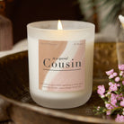 Cousin Christmas Gift Personalised Frosted Candle - Kindred Fires
