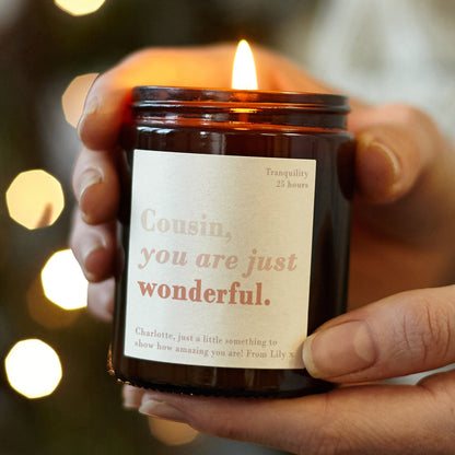 Cousin Christmas Gift You Are Wonderful Candle - Kindred Fires