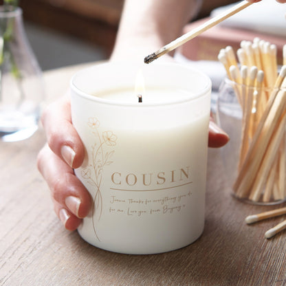 Cousin Christmas Gift Glow Through Floral Candle - Kindred Fires