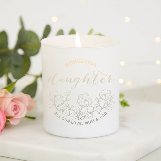 Daughter Gift Floral Personalised Candle - Kindred Fires