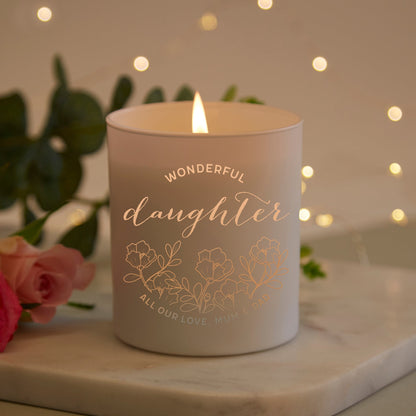 Daughter Gift Floral Personalised Candle - Kindred Fires