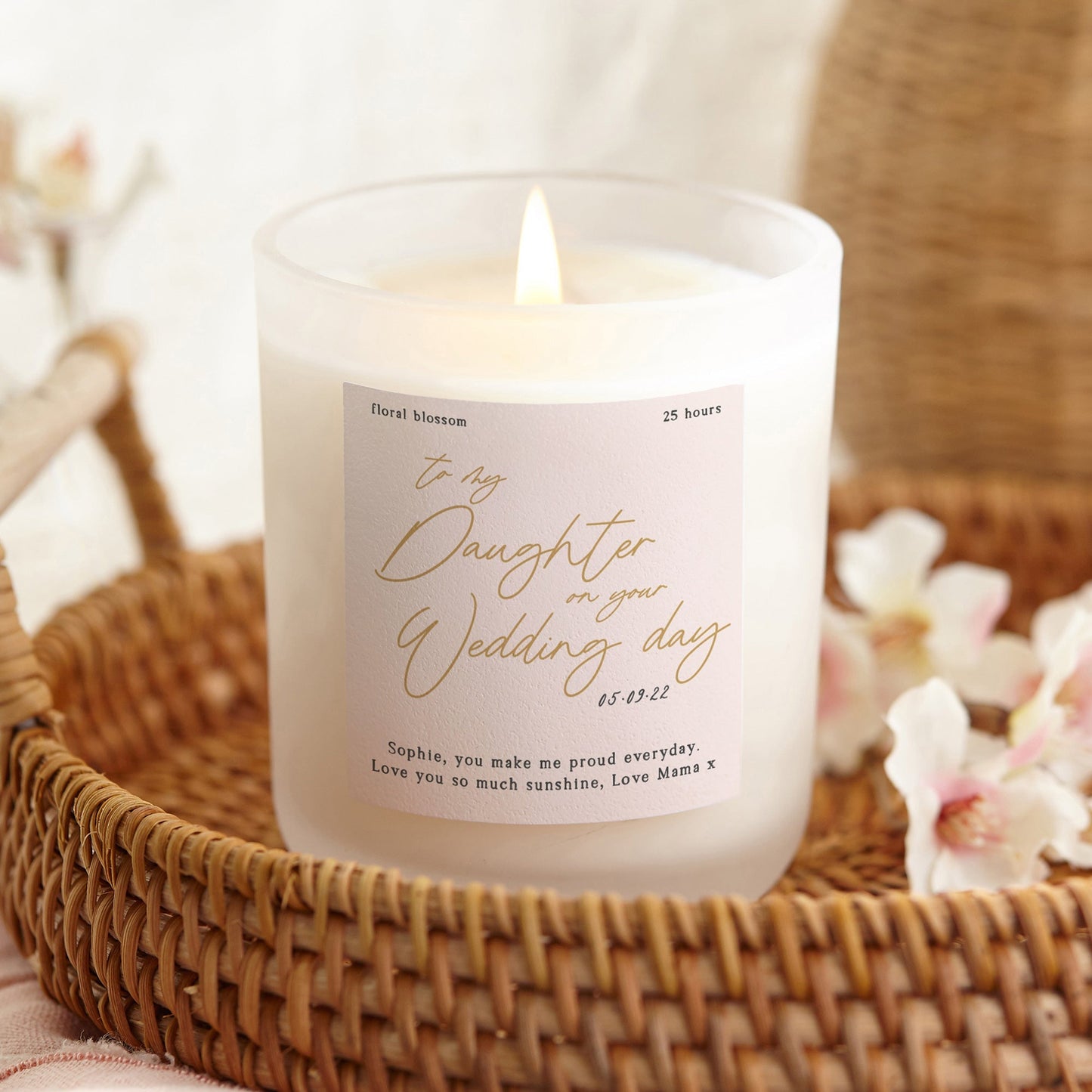 Daughter Wedding Day Gift Gold Script Candle - Kindred Fires