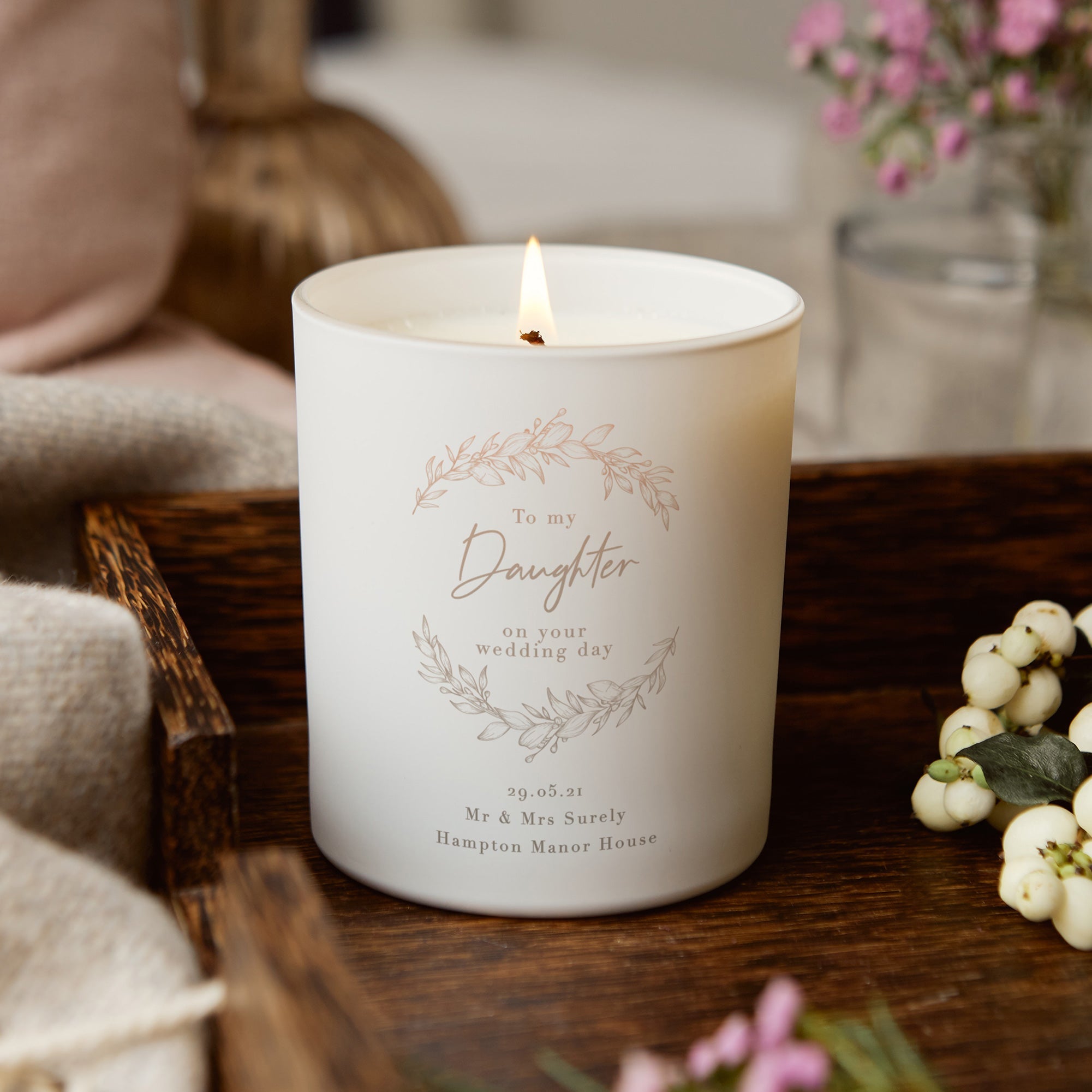 Daughter Wedding Gift White Candle - Kindred Fires