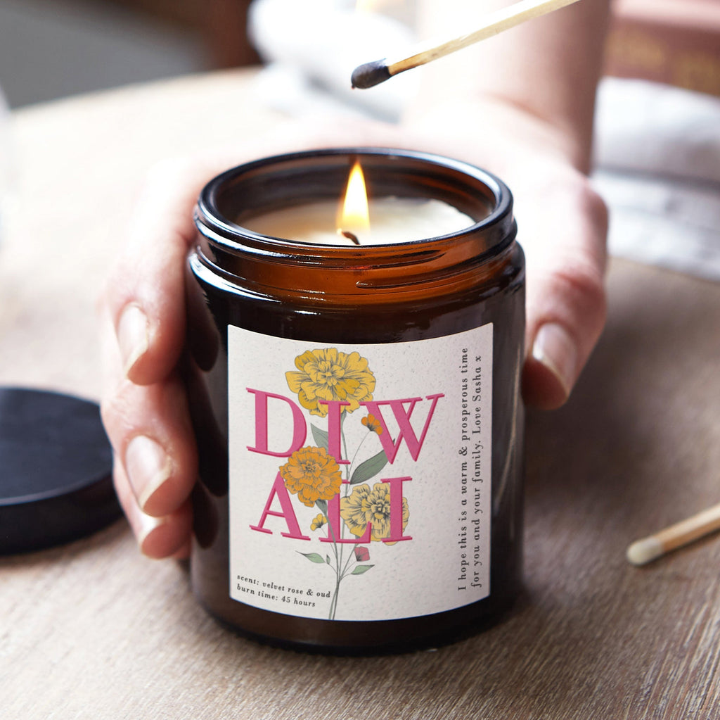 Diwali Marigold Personalised Candle - Kindred Fires