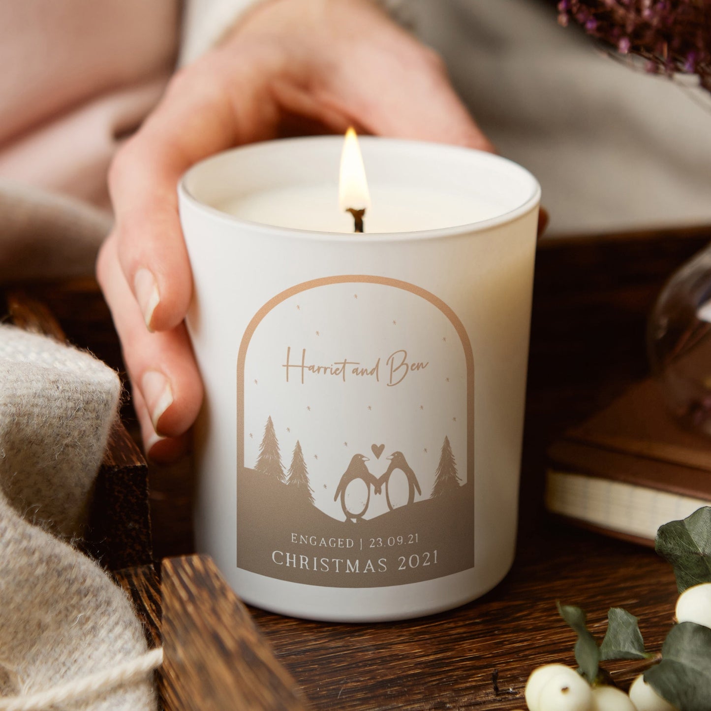 Engaged Christmas Gift Personalised Scented Candle - Kindred Fires