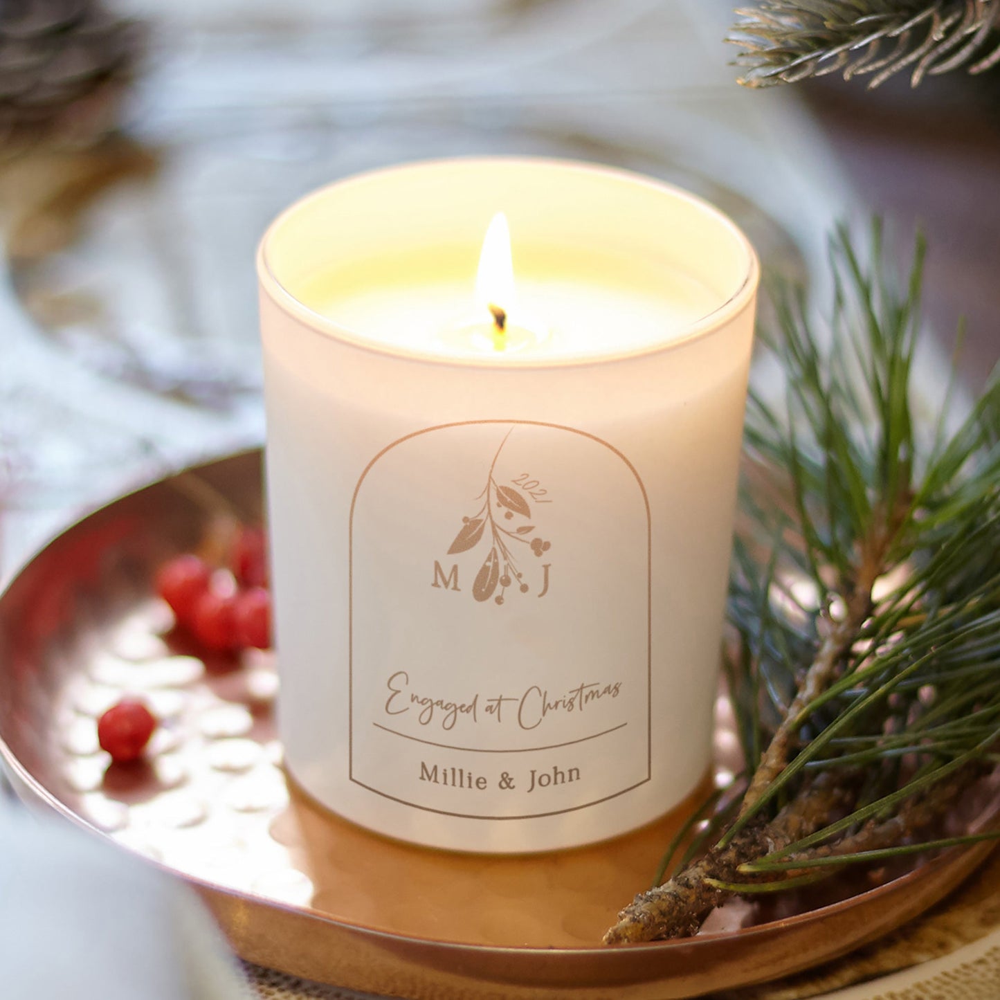 Engaged Christmas Gift Personalised Scented Soy Candle - Kindred Fires